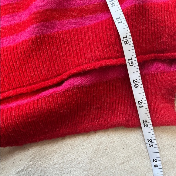 Little Lies Stripe Mock Neck Mohair Wool Blend Relaxed Fit Red Pink Sweater M - Picture 10 of 13